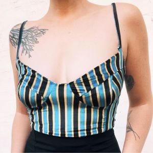 Farm Rio Striped Velvet Bustier Corset Top